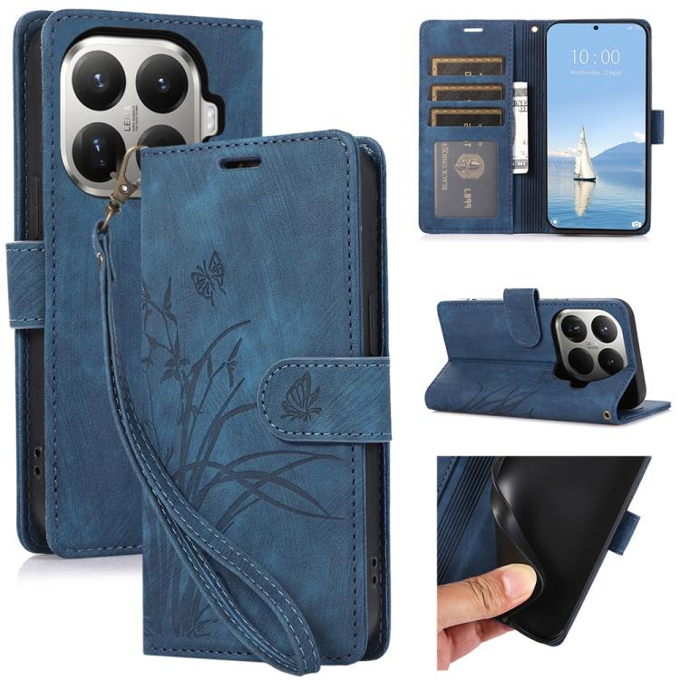 Orchid Butterfly Embossed Leather Phone Case, For Xiaomi 17 Pro Max, For Xiaomi 17 Pro, For Xiaomi 17, For Xiaomi 15T Pro 5G