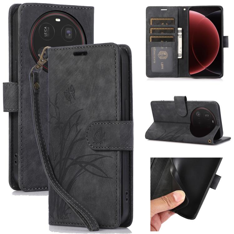 Orchid Butterfly Embossed Leather Phone Case, For Xiaomi 15T 5G, For Xiaomi 15 Ultra, For Xiaomi 15 Pro, For Xiaomi 15