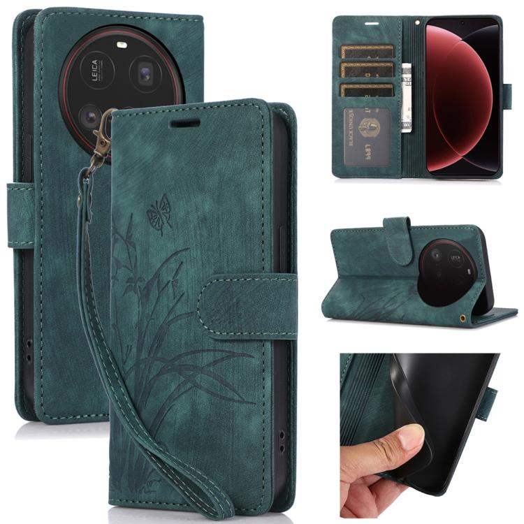 Orchid Butterfly Embossed Leather Phone Case, For Xiaomi 15T 5G, For Xiaomi 15 Ultra, For Xiaomi 15 Pro, For Xiaomi 15