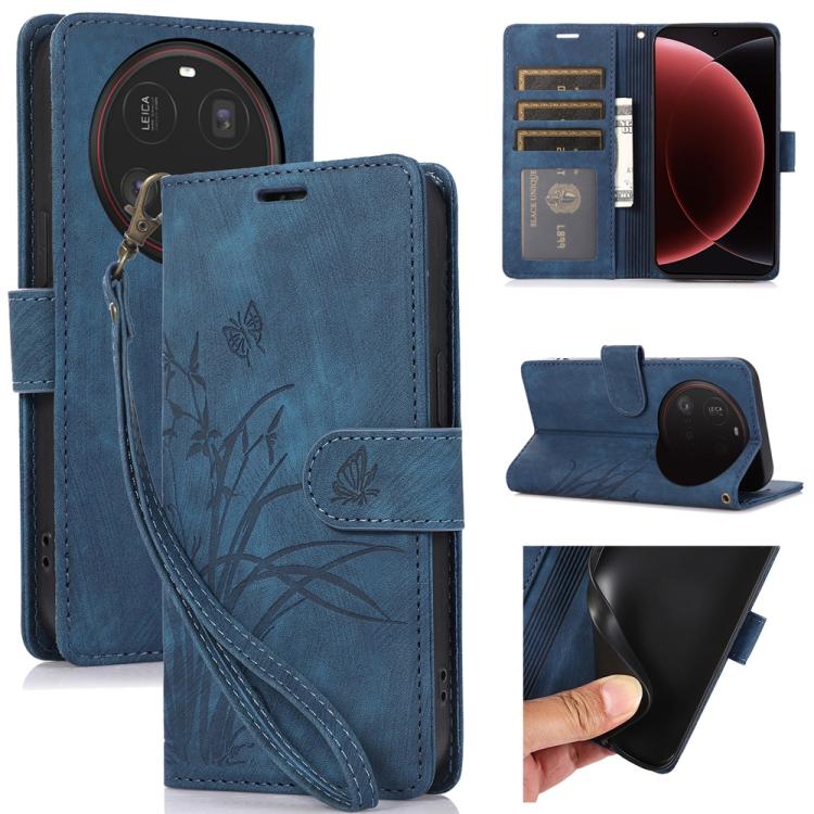 Orchid Butterfly Embossed Leather Phone Case, For Xiaomi 15T 5G, For Xiaomi 15 Ultra, For Xiaomi 15 Pro, For Xiaomi 15