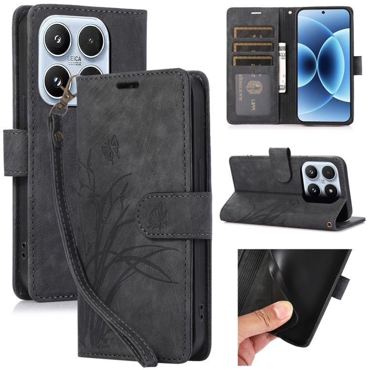 Orchid Butterfly Embossed Leather Phone Case, For Xiaomi 17 Pro Max, For Xiaomi 17 Pro, For Xiaomi 17, For Xiaomi 15T Pro 5G