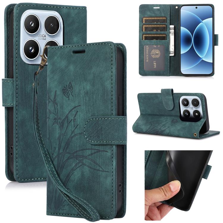 Orchid Butterfly Embossed Leather Phone Case, For Xiaomi 17 Pro Max, For Xiaomi 17 Pro, For Xiaomi 17, For Xiaomi 15T Pro 5G