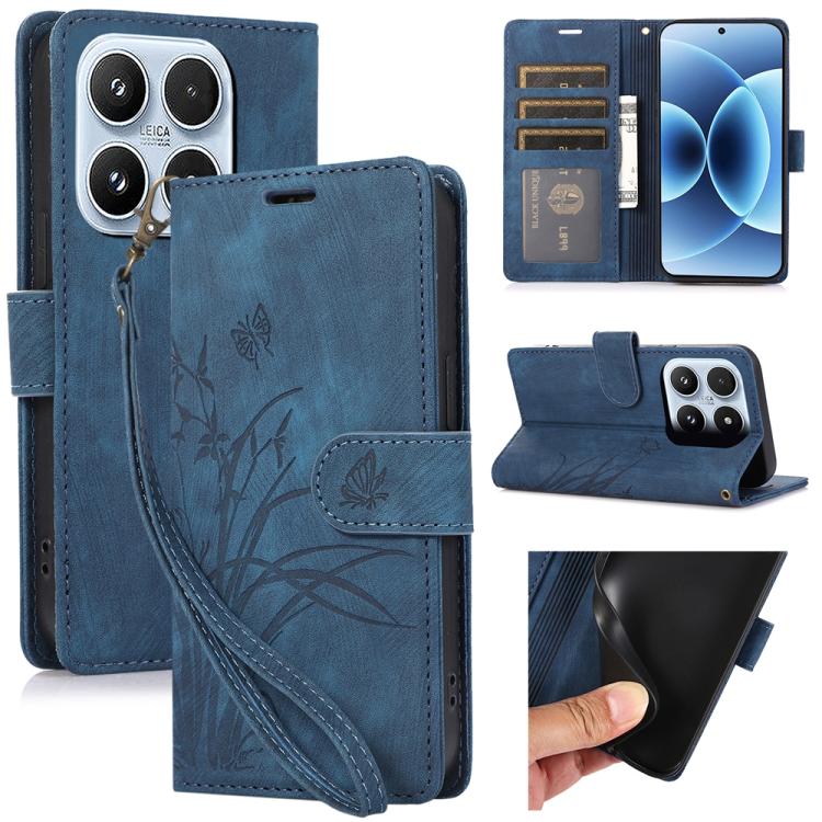 Orchid Butterfly Embossed Leather Phone Case, For Xiaomi 17 Pro Max, For Xiaomi 17 Pro, For Xiaomi 17, For Xiaomi 15T Pro 5G