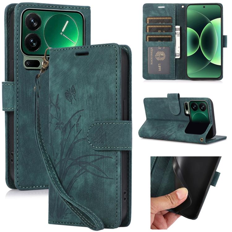 Orchid Butterfly Embossed Leather Phone Case, For Xiaomi 17 Pro Max, For Xiaomi 17 Pro, For Xiaomi 17, For Xiaomi 15T Pro 5G