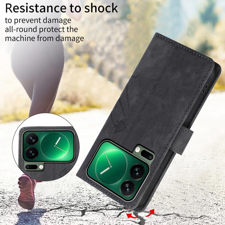 Orchid Butterfly Embossed Leather Phone Case, For Xiaomi 17 Pro Max, For Xiaomi 17 Pro, For Xiaomi 17, For Xiaomi 15T Pro 5G