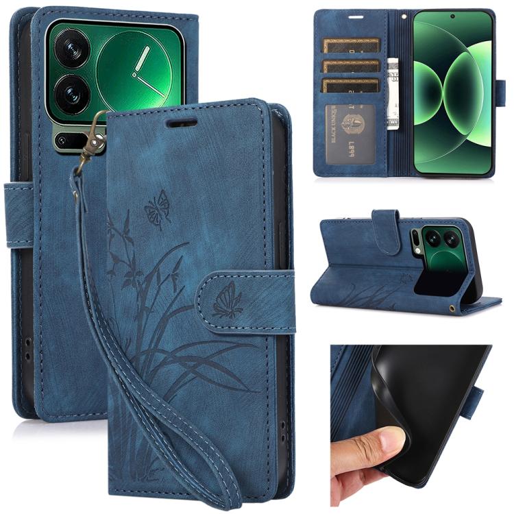 Orchid Butterfly Embossed Leather Phone Case, For Xiaomi 17 Pro Max, For Xiaomi 17 Pro, For Xiaomi 17, For Xiaomi 15T Pro 5G
