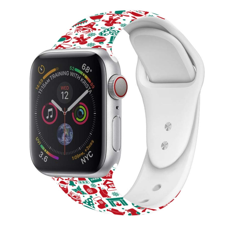 Christmas Pattern Silicone Watch Band, For Apple Watch 46mm / 49mm / 45mm / 44mm