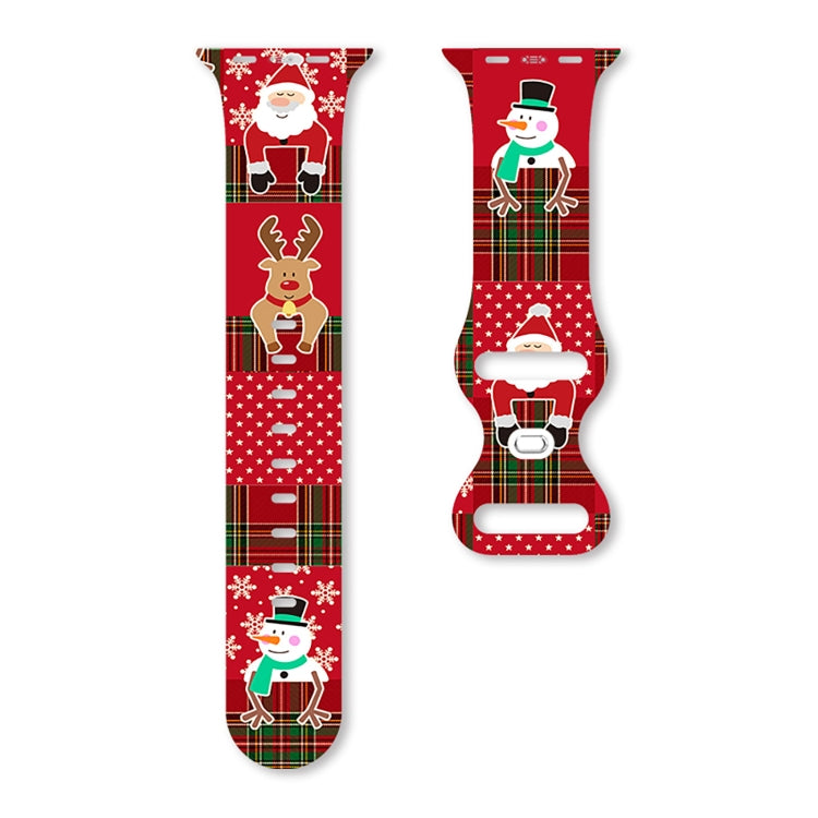 Christmas Pattern Butterfly Buckle Silicone Watch Band, For Apple Watch 46mm / 49mm / 45mm / 44mm