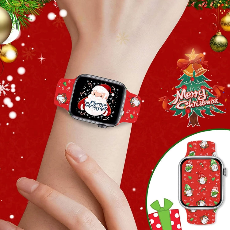 Christmas Pattern Butterfly Buckle Silicone Watch Band, For Apple Watch 42mm / 41mm / 40mm / 38mm