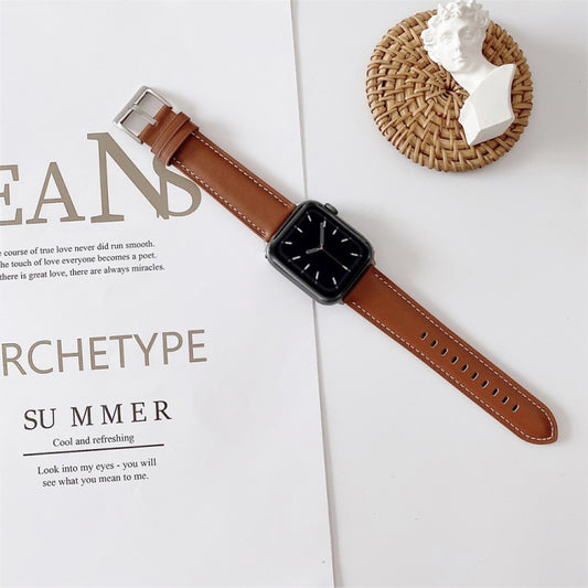 V Tail Style Stitching Leather Watch Wrist Strap, For Apple Watch 5 & 4 44mm / 3 & 2 & 1 42mm, For Apple Watch Series 8&7 41mm / SE 2&6&SE&5&4 40mm / 3&2&1 38mm, For Apple Watch Series 7 41mm / 6 & SE & 5 & 4 40mm / 3 & 2 & 1 38mm