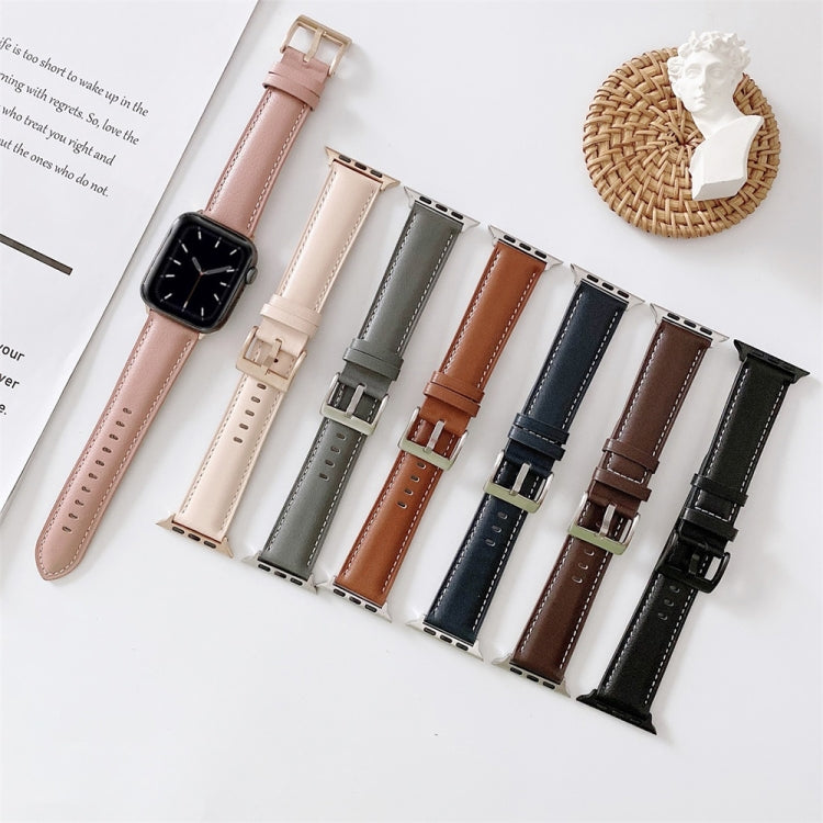 V Tail Style Stitching Leather Watch Wrist Strap, For Apple Watch 5 & 4 44mm / 3 & 2 & 1 42mm, For Apple Watch Series 8&7 41mm / SE 2&6&SE&5&4 40mm / 3&2&1 38mm, For Apple Watch Series 7 41mm / 6 & SE & 5 & 4 40mm / 3 & 2 & 1 38mm