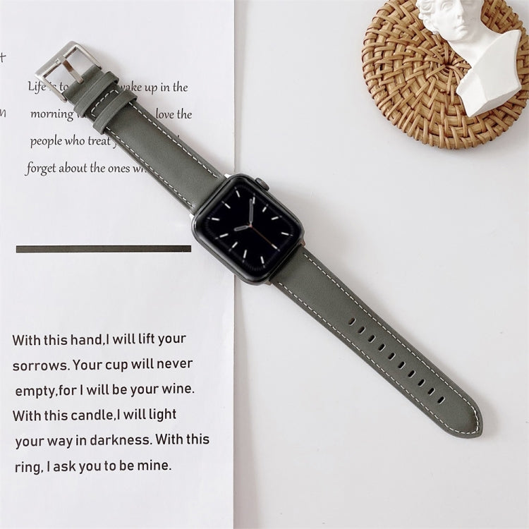 V Tail Style Stitching Leather Watch Wrist Strap, For Apple Watch 5 & 4 44mm / 3 & 2 & 1 42mm, For Apple Watch Series 8&7 41mm / SE 2&6&SE&5&4 40mm / 3&2&1 38mm, For Apple Watch Series 7 41mm / 6 & SE & 5 & 4 40mm / 3 & 2 & 1 38mm