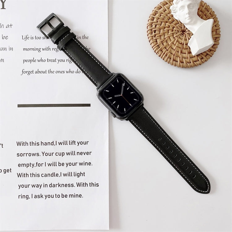 V Tail Style Stitching Leather Watch Wrist Strap, For Apple Watch 5 & 4 44mm / 3 & 2 & 1 42mm, For Apple Watch Series 8&7 41mm / SE 2&6&SE&5&4 40mm / 3&2&1 38mm, For Apple Watch Series 7 41mm / 6 & SE & 5 & 4 40mm / 3 & 2 & 1 38mm