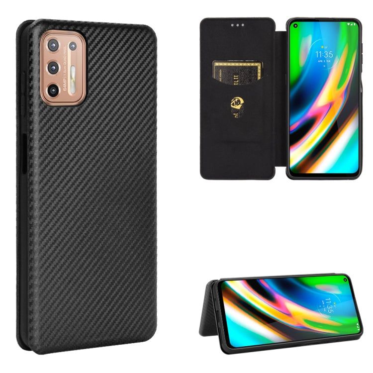 Carbon Fiber Texture Magnetic Horizontal Flip TPU + PC + PU Leather Case with Card Slot