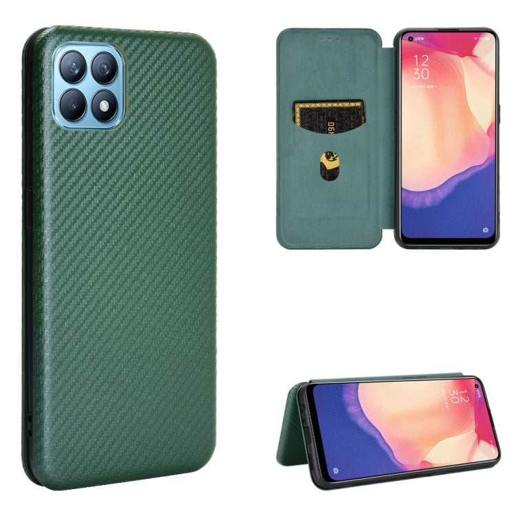 Carbon Fiber Texture Magnetic Horizontal Flip TPU + PC + PU Leather Case with Card Slot, For OPPO Reno4 SE, For Samsung Galaxy Z Fold2 5G