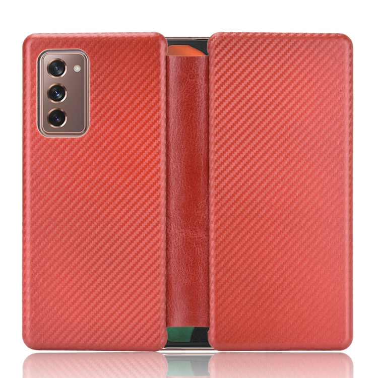 Carbon Fiber Texture Magnetic Horizontal Flip TPU + PC + PU Leather Case with Card Slot, For OPPO Reno4 SE, For Samsung Galaxy Z Fold2 5G