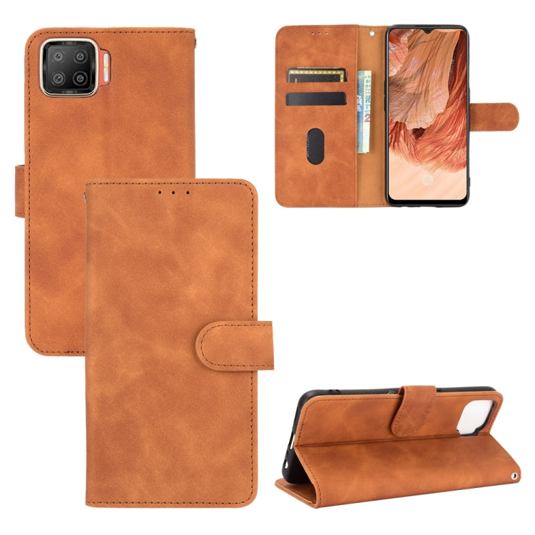 Solid Color Skin Feel Magnetic Buckle Horizontal Flip Calf Texture PU Leather Case with Holder & Card Slots & Wallet, For LG Q92 5G, For OPPO F17