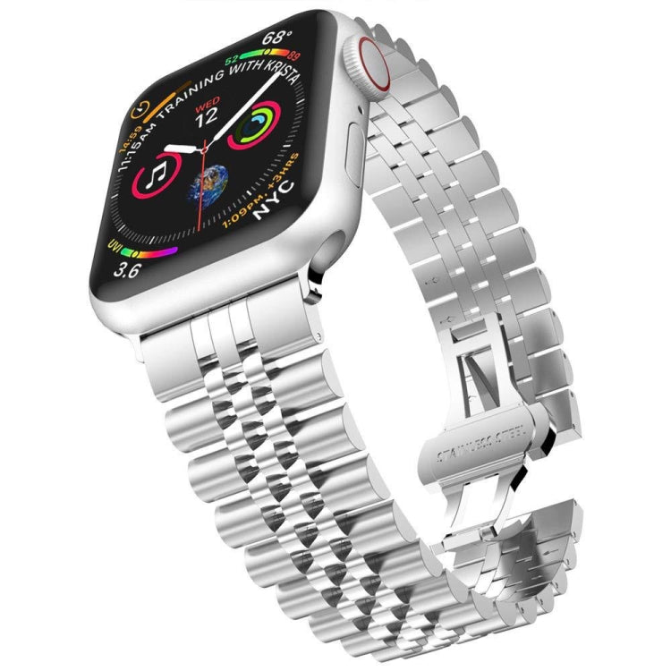 Metal Five Baht Replacement Steel Strap Watchband, For Apple Watch Ultra 49mm / Series 8&amp;7 45mm / SE 2&amp;6&amp;SE&amp;5&amp;4 44mm / 3&amp;2&amp;1 42mm, For Apple Watch Series 8&amp;7 41mm / SE 2&amp;6&amp;SE&amp;5&amp;4 40mm / 3&amp;2&amp;1 38mm