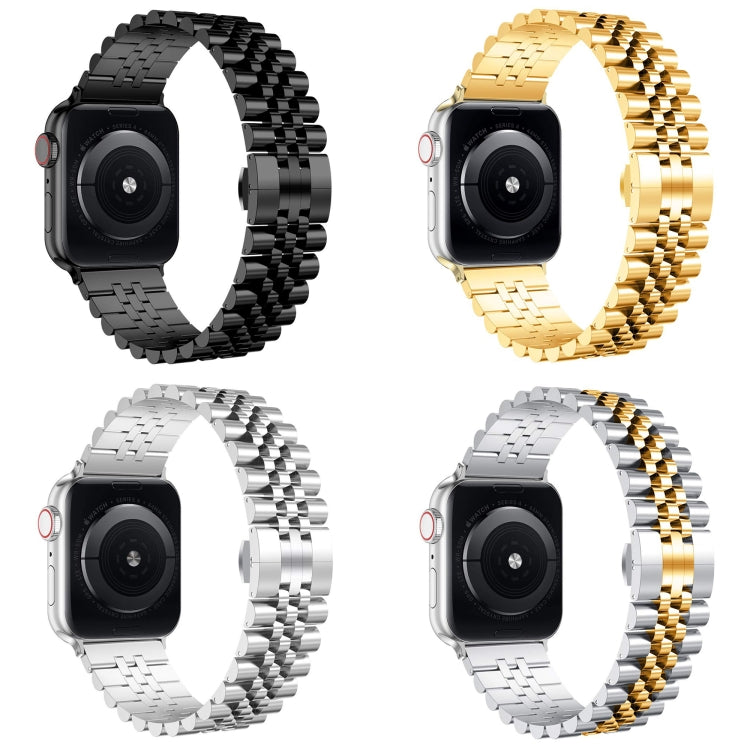 Metal Five Baht Replacement Steel Strap Watchband, For Apple Watch Ultra 49mm / Series 8&amp;7 45mm / SE 2&amp;6&amp;SE&amp;5&amp;4 44mm / 3&amp;2&amp;1 42mm, For Apple Watch Series 8&amp;7 41mm / SE 2&amp;6&amp;SE&amp;5&amp;4 40mm / 3&amp;2&amp;1 38mm