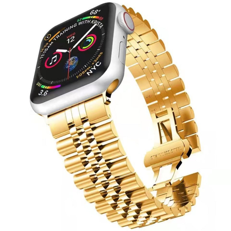 Metal Five Baht Replacement Steel Strap Watchband, For Apple Watch Ultra 49mm / Series 8&amp;7 45mm / SE 2&amp;6&amp;SE&amp;5&amp;4 44mm / 3&amp;2&amp;1 42mm, For Apple Watch Series 8&amp;7 41mm / SE 2&amp;6&amp;SE&amp;5&amp;4 40mm / 3&amp;2&amp;1 38mm