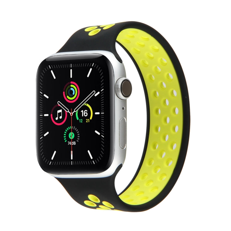 Elastic Silicone Watchband For Apple Watch Series 6 & SE & 5 & 4 40mm / 3 & 2 & 1 38mm, 135mm (Black Yellow), 135mm (Black Grey), 150mm (Red Black)