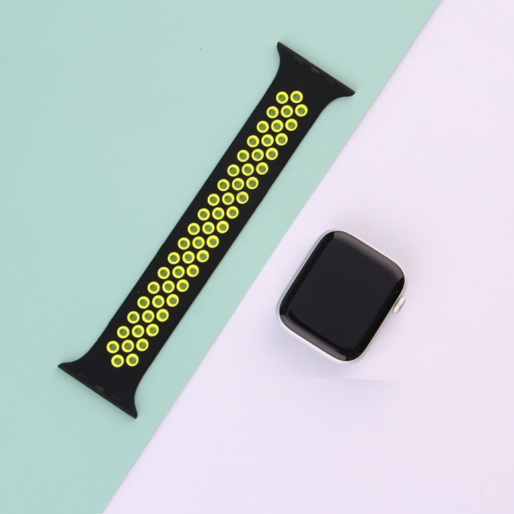 Elastic Silicone Watchband For Apple Watch Series 6 & SE & 5 & 4 40mm / 3 & 2 & 1 38mm, 135mm (Black Yellow), 135mm (Black Grey), 150mm (Red Black)