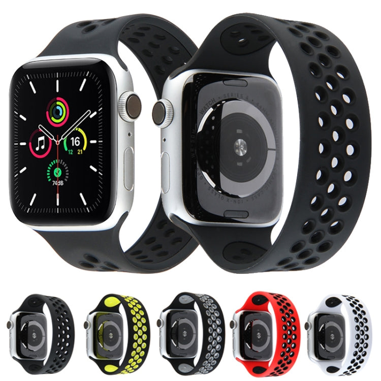 Elastic Silicone Watchband For Apple Watch Series 6 & SE & 5 & 4 40mm / 3 & 2 & 1 38mm, 135mm (Black Yellow), 135mm (Black Grey), 150mm (Red Black)