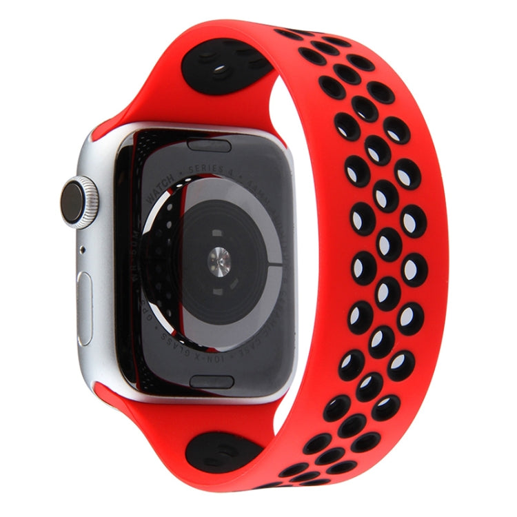 Elastic Silicone Watchband For Apple Watch Series 6 & SE & 5 & 4 44mm / 3 & 2 & 1 42mm, 150mm (Red Black), 160mm (White Black)