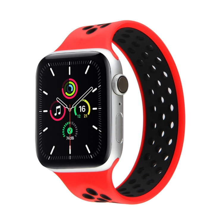 Elastic Silicone Watchband For Apple Watch Series 6 & SE & 5 & 4 44mm / 3 & 2 & 1 42mm, 150mm (Red Black), 160mm (White Black)