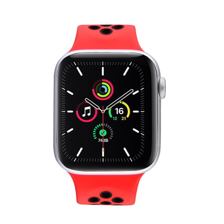 Elastic Silicone Watchband For Apple Watch Series 6 & SE & 5 & 4 44mm / 3 & 2 & 1 42mm, 150mm (Red Black), 160mm (White Black)
