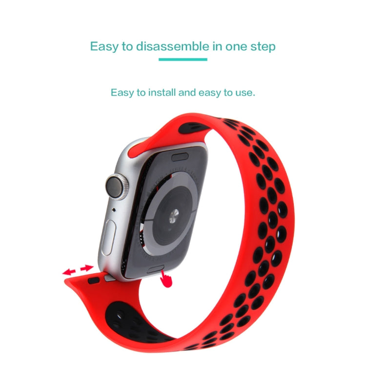 Elastic Silicone Watchband For Apple Watch Series 6 & SE & 5 & 4 44mm / 3 & 2 & 1 42mm, 150mm (Red Black), 160mm (White Black)