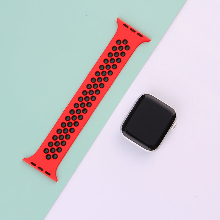 Elastic Silicone Watchband For Apple Watch Series 6 & SE & 5 & 4 44mm / 3 & 2 & 1 42mm, 150mm (Red Black), 160mm (White Black)