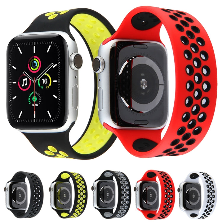 Elastic Silicone Watchband For Apple Watch Series 6 & SE & 5 & 4 44mm / 3 & 2 & 1 42mm, 150mm (Red Black), 160mm (White Black)
