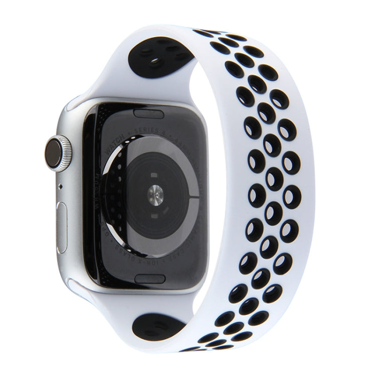 Elastic Silicone Watchband For Apple Watch Series 6 & SE & 5 & 4 44mm / 3 & 2 & 1 42mm, 150mm (Red Black), 160mm (White Black)