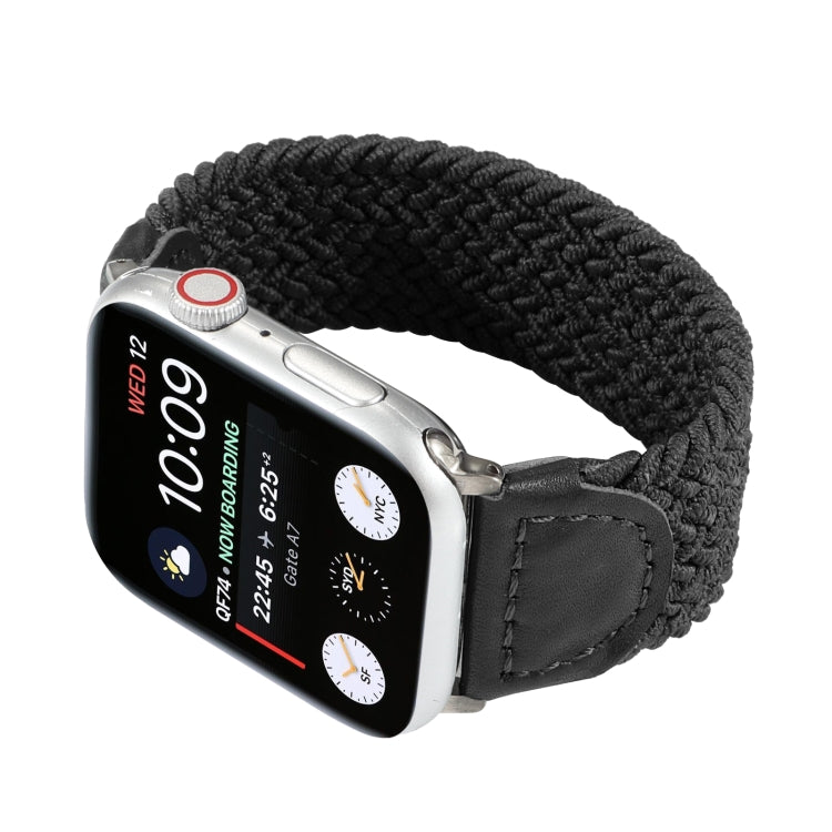 Nylon + Leather Braided Watchband For Apple Watch Series 6 &amp; SE &amp; 5 &amp; 4 40mm / 3 &amp; 2 &amp; 1 38mm, S, M, L