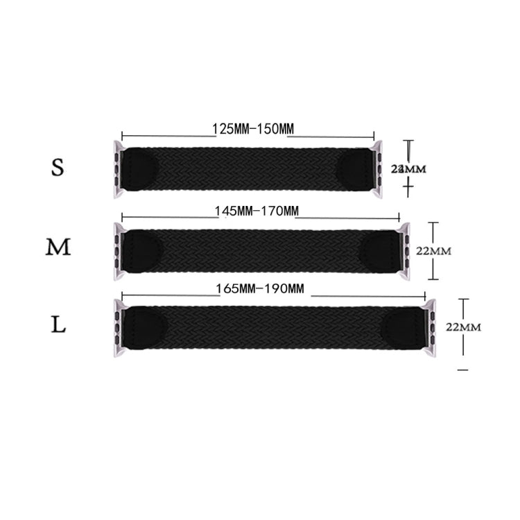 Nylon + Leather Braided Watchband For Apple Watch Series 6 &amp; SE &amp; 5 &amp; 4 40mm / 3 &amp; 2 &amp; 1 38mm, S, M, L