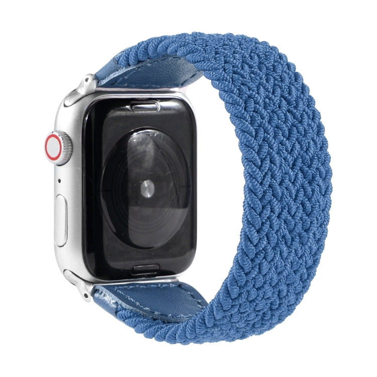 Nylon + Leather Braided Watchband For Apple Watch Series 6 &amp; SE &amp; 5 &amp; 4 40mm / 3 &amp; 2 &amp; 1 38mm, S, M, L