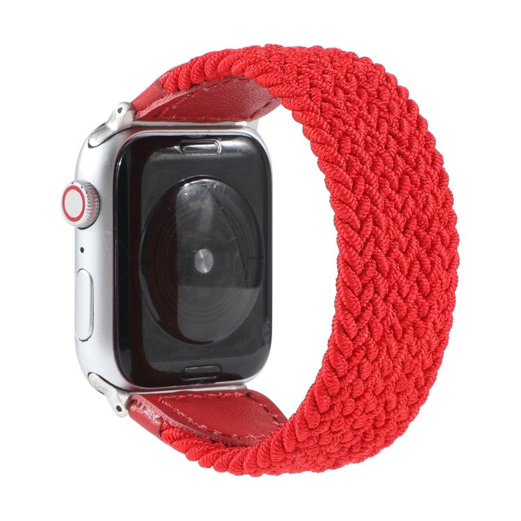 Nylon + Leather Braided Watchband For Apple Watch Series 6 &amp; SE &amp; 5 &amp; 4 40mm / 3 &amp; 2 &amp; 1 38mm, S, M, L