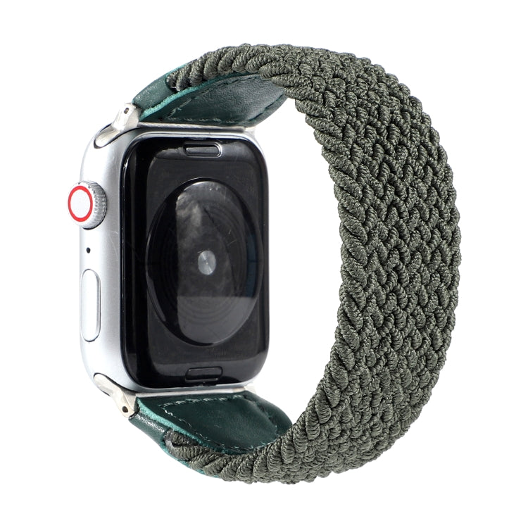 Nylon + Leather Braided Watchband For Apple Watch Series 6 &amp; SE &amp; 5 &amp; 4 40mm / 3 &amp; 2 &amp; 1 38mm, S, M, L