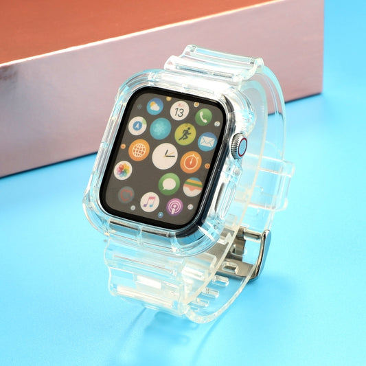 Transparent TPU Integrated Replacement Watch Strap, For Apple Watch Series 8&7 41mm / SE 2&6&SE&5&4 40mm / 3&2&1 38mm, For Apple Watch Series 7 41mm / 6 & SE & 5 & 4 40mm / 3 & 2 & 1 38mm