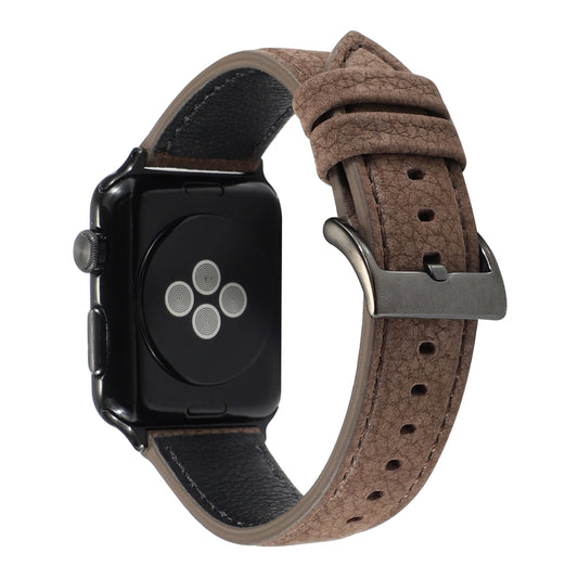 Litchi Texture Genuine Leather Watchband For Apple Watch Series 6 &amp; SE &amp; 5 &amp; 4 40mm / 3 &amp; 2 &amp; 1 38mm, For Apple Watch Series 7 41mm / 6 &amp; SE &amp; 5 &amp; 4 40mm / 3 &amp; 2 &amp; 1 38mm