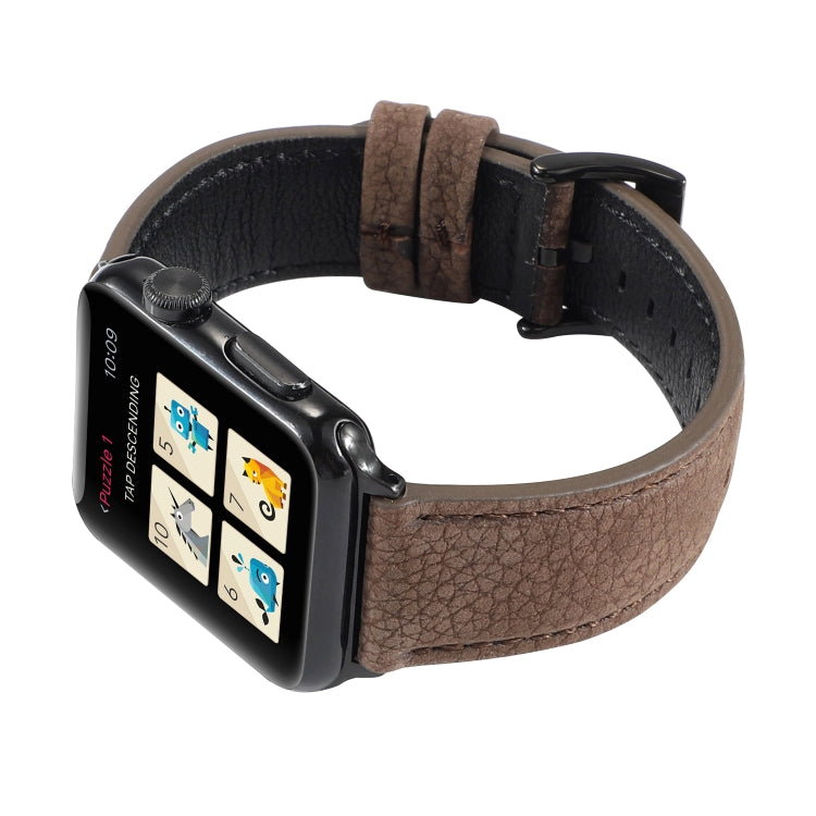 Litchi Texture Genuine Leather Watchband For Apple Watch Series 6 &amp; SE &amp; 5 &amp; 4 40mm / 3 &amp; 2 &amp; 1 38mm, For Apple Watch Series 7 41mm / 6 &amp; SE &amp; 5 &amp; 4 40mm / 3 &amp; 2 &amp; 1 38mm