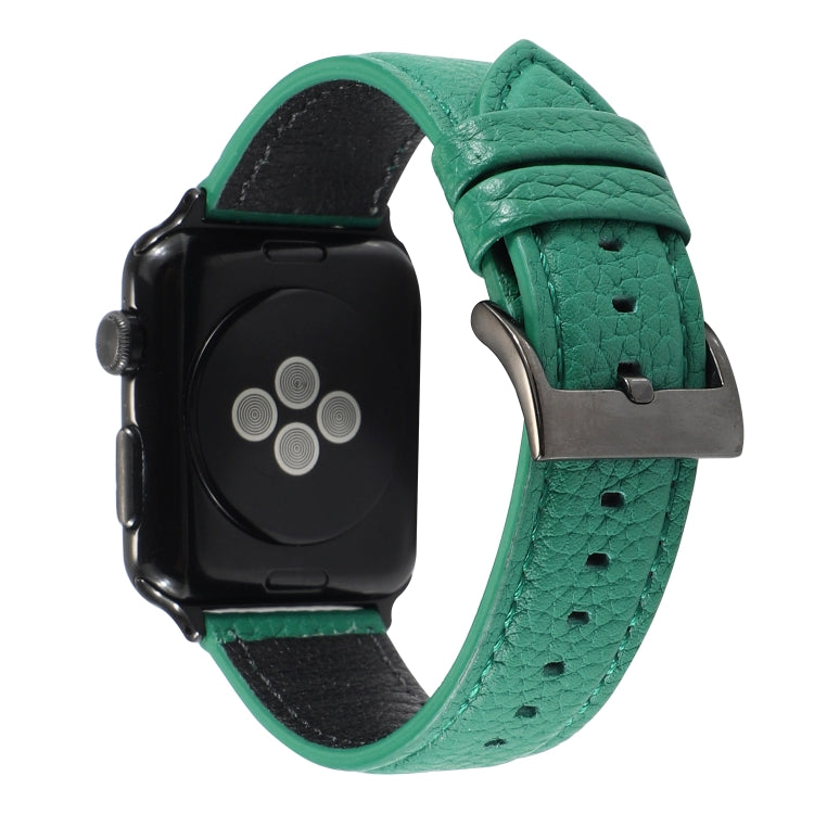 Litchi Texture Genuine Leather Watchband For Apple Watch Series 6 &amp; SE &amp; 5 &amp; 4 40mm / 3 &amp; 2 &amp; 1 38mm, For Apple Watch Series 7 41mm / 6 &amp; SE &amp; 5 &amp; 4 40mm / 3 &amp; 2 &amp; 1 38mm