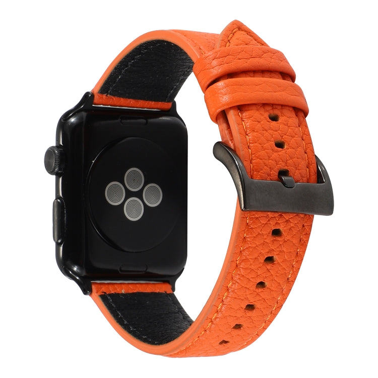 Litchi Texture Genuine Leather Watchband For Apple Watch Series 6 &amp; SE &amp; 5 &amp; 4 40mm / 3 &amp; 2 &amp; 1 38mm, For Apple Watch Series 7 41mm / 6 &amp; SE &amp; 5 &amp; 4 40mm / 3 &amp; 2 &amp; 1 38mm