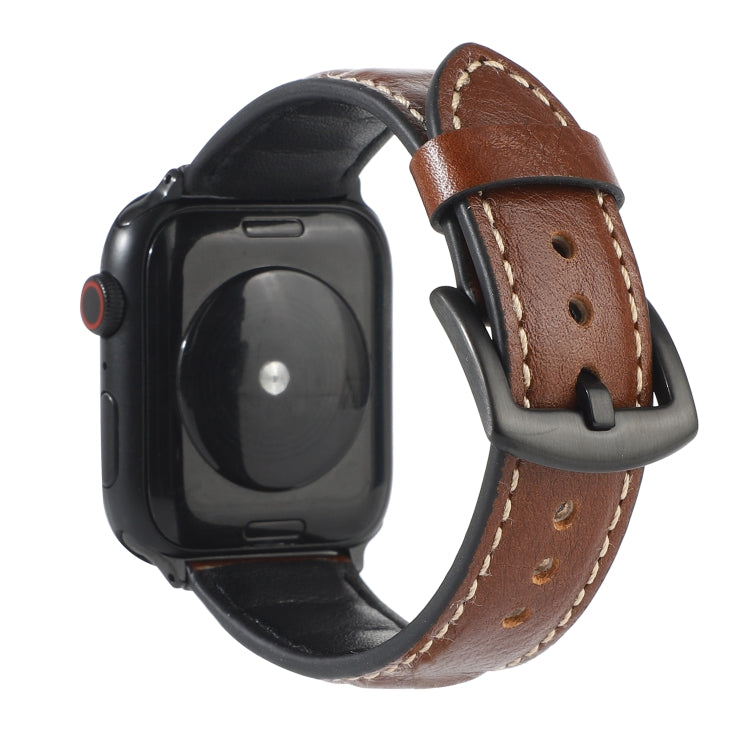 Genuine Leather Watchband For Apple Watch Series 6 &amp; SE &amp; 5 &amp; 4 40mm / 3 &amp; 2 &amp; 1 38mm, For Apple Watch Series 7 41mm / 6 &amp; SE &amp; 5 &amp; 4 40mm / 3 &amp; 2 &amp; 1 38mm