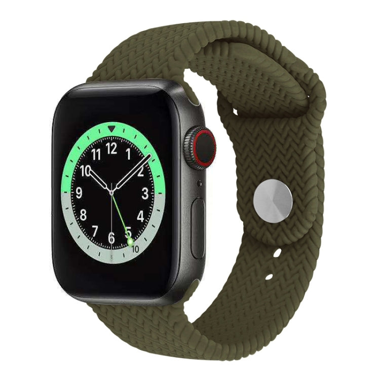 Woven Pattern Silicone Snap Watchband For Apple Watch Series 6 & SE & 5 & 4 40mm / 3 & 2 & 1 38mm, For Apple Watch Series 7 41mm / 6 & SE & 5 & 4 40mm / 3 & 2 & 1 38mm, For Apple Watch Series 8&7 41mm / SE 2&6&SE&5&4 40mm / 3&2&1 38mm