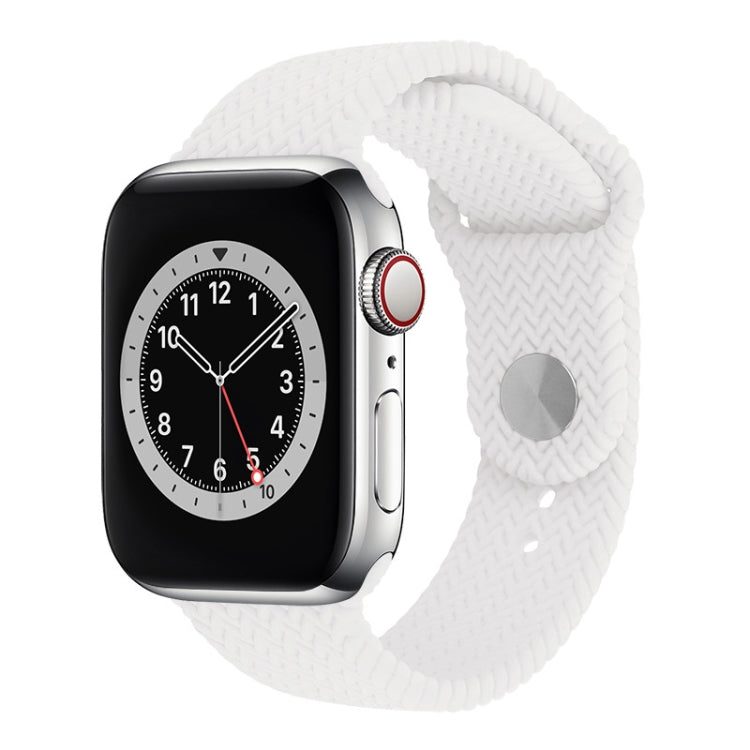 Woven Pattern Silicone Snap Watchband For Apple Watch Series 6 & SE & 5 & 4 40mm / 3 & 2 & 1 38mm, For Apple Watch Series 7 41mm / 6 & SE & 5 & 4 40mm / 3 & 2 & 1 38mm, For Apple Watch Series 8&7 41mm / SE 2&6&SE&5&4 40mm / 3&2&1 38mm