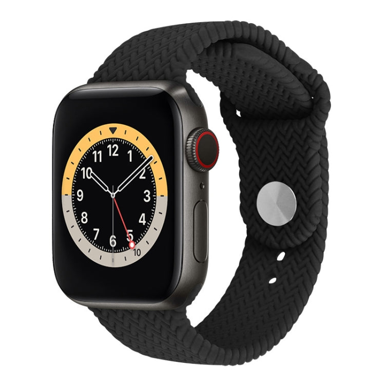 Woven Pattern Silicone Snap Watchband For Apple Watch Series 6 & SE & 5 & 4 40mm / 3 & 2 & 1 38mm, For Apple Watch Series 7 41mm / 6 & SE & 5 & 4 40mm / 3 & 2 & 1 38mm, For Apple Watch Series 8&7 41mm / SE 2&6&SE&5&4 40mm / 3&2&1 38mm