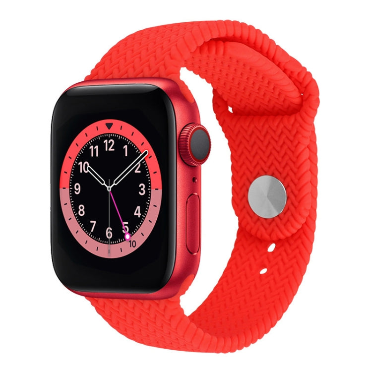 Woven Pattern Silicone Snap Watchband For Apple Watch Series 6 & SE & 5 & 4 40mm / 3 & 2 & 1 38mm, For Apple Watch Series 7 41mm / 6 & SE & 5 & 4 40mm / 3 & 2 & 1 38mm, For Apple Watch Series 8&7 41mm / SE 2&6&SE&5&4 40mm / 3&2&1 38mm