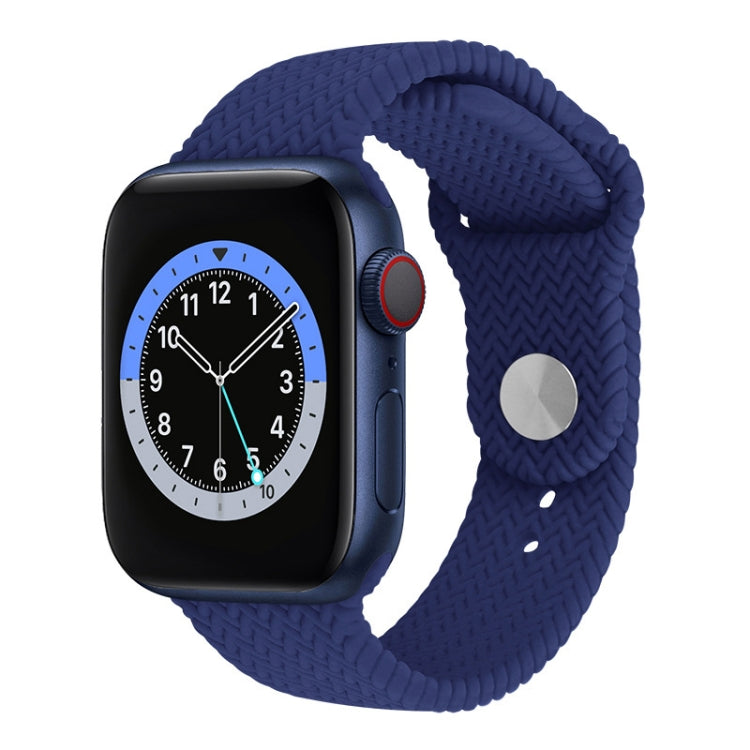 Woven Pattern Silicone Snap Watchband For Apple Watch Series 6 & SE & 5 & 4 40mm / 3 & 2 & 1 38mm, For Apple Watch Series 7 41mm / 6 & SE & 5 & 4 40mm / 3 & 2 & 1 38mm, For Apple Watch Series 8&7 41mm / SE 2&6&SE&5&4 40mm / 3&2&1 38mm